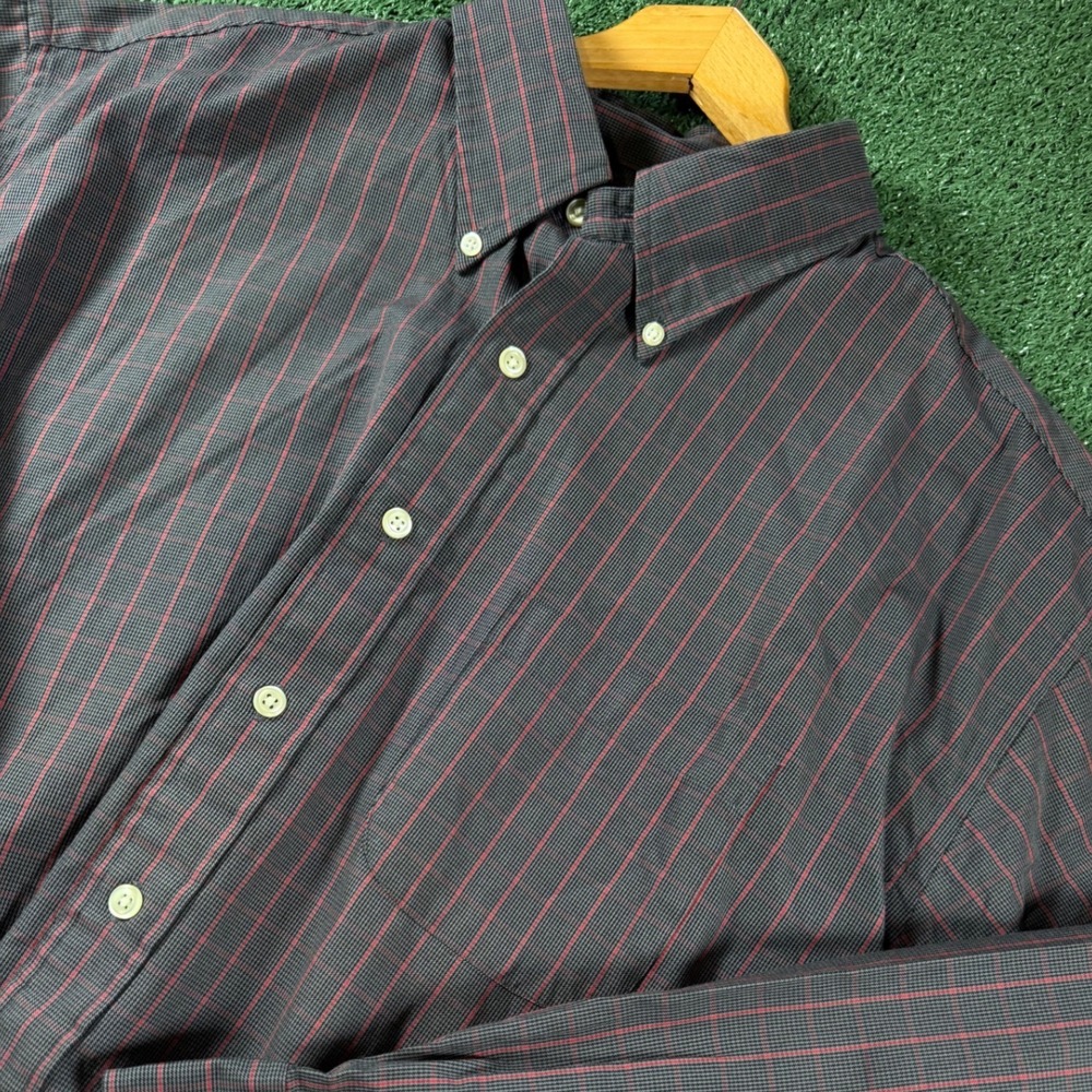 Brooks Brothers Sport Shirt Mens XL Grey Red Plaid Good Cotton Button Down